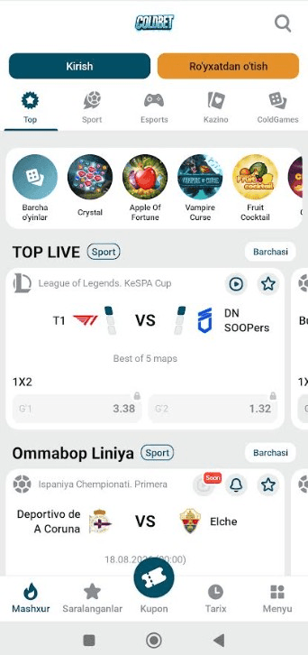 Coldbet APK-ni yuklab oling: Android va iOS uchun